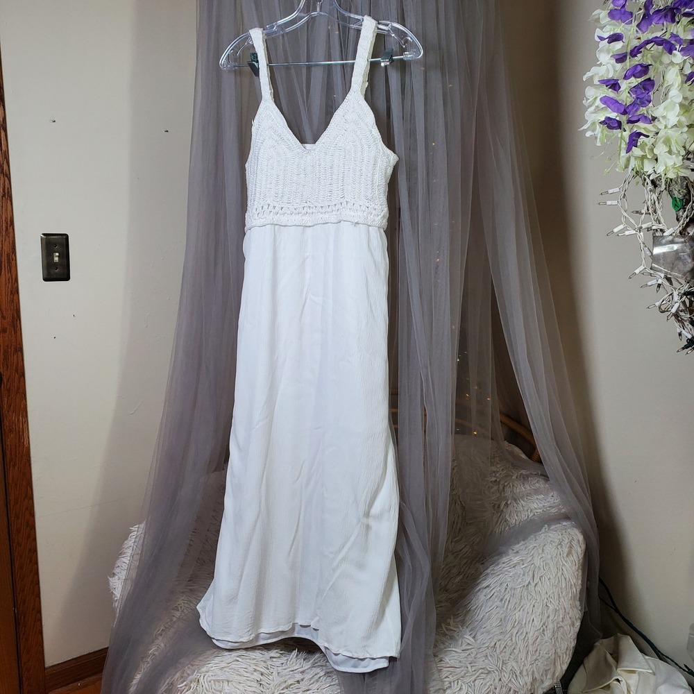 Boho Chic Euro Summer Crochet Maxi Dress Soft Girl Resort Summer Party Size L - Picture 2 of 5